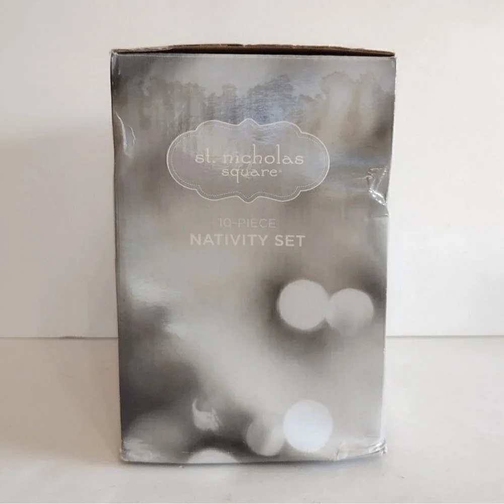 NIB St Nicholas Square 10 Piece Nativity Set Peace & Love Decor Kohls